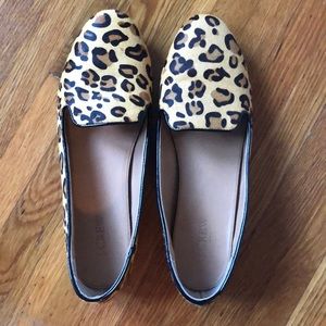 J Crew calf hair leopard print loafers, worn once